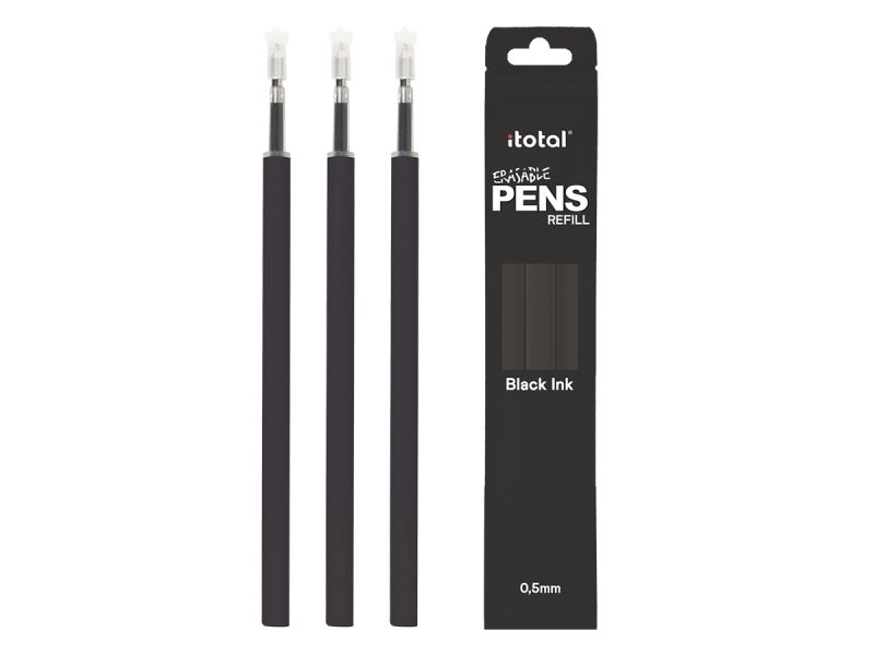 Recharges pour stylos, encre effaçable, set de 3 pièces Noir
