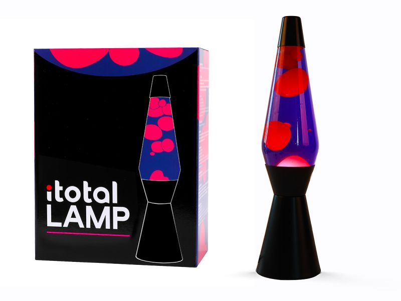 Lampe Lave Base noire, liquide violet/rose, 36 cm