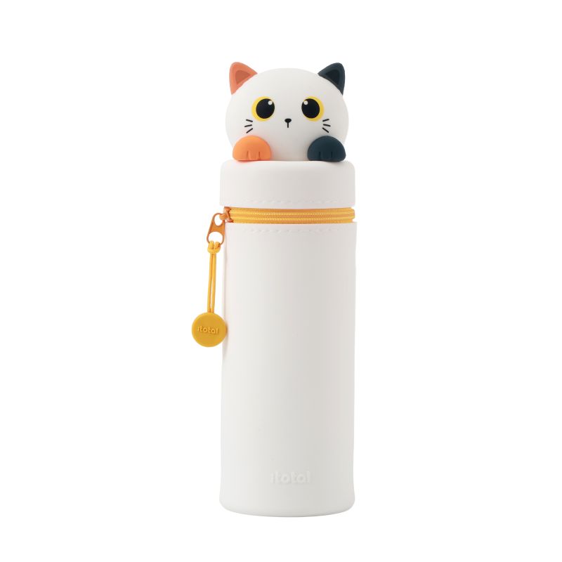 Trousse en silicone Climby Chat blanc & orange 