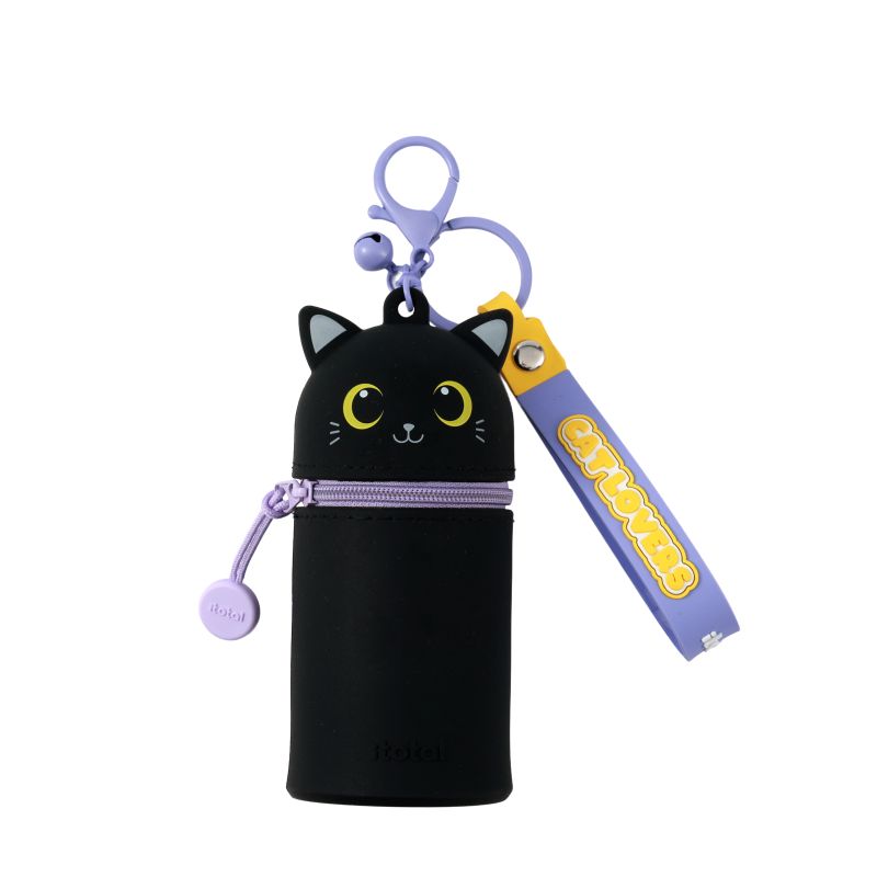 Porte-clés avec trousse en silicone Chat Chat noir