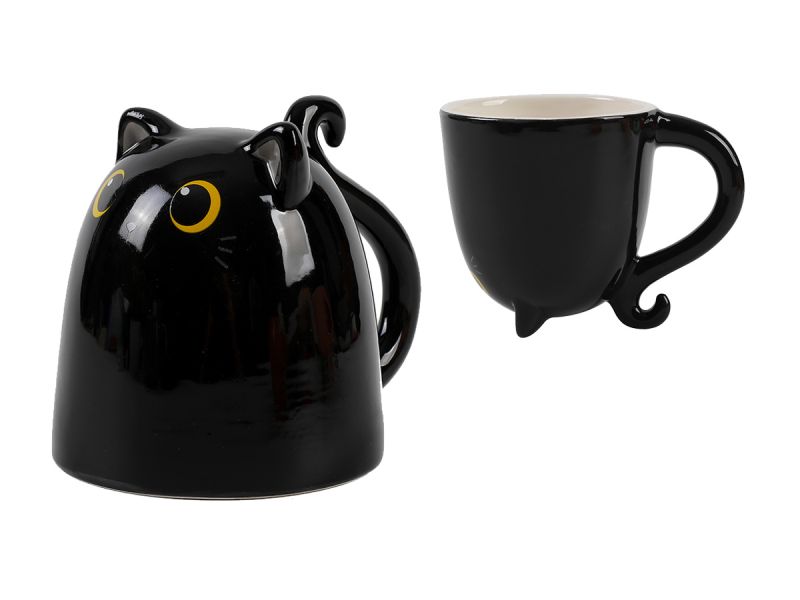 Tasse en céramique Up &amp; Down chats 300ml noir