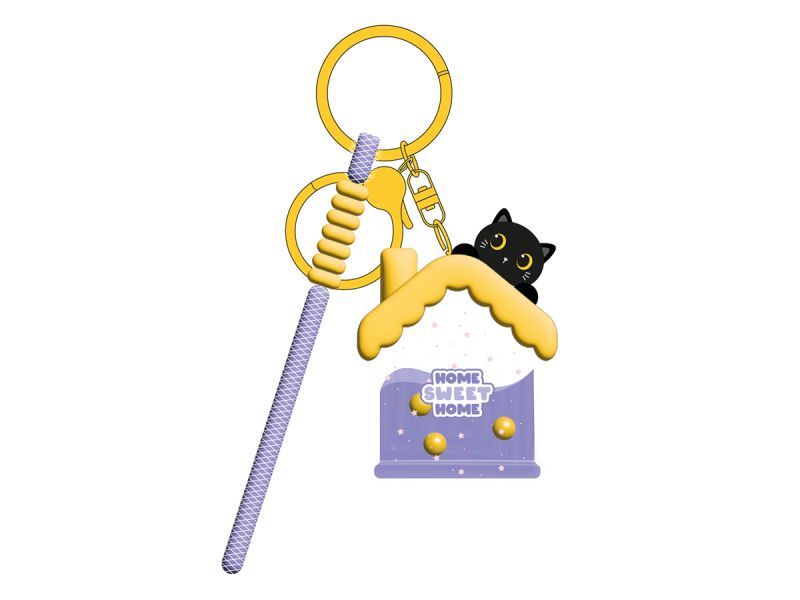 Porte-clés Maison Chat noir