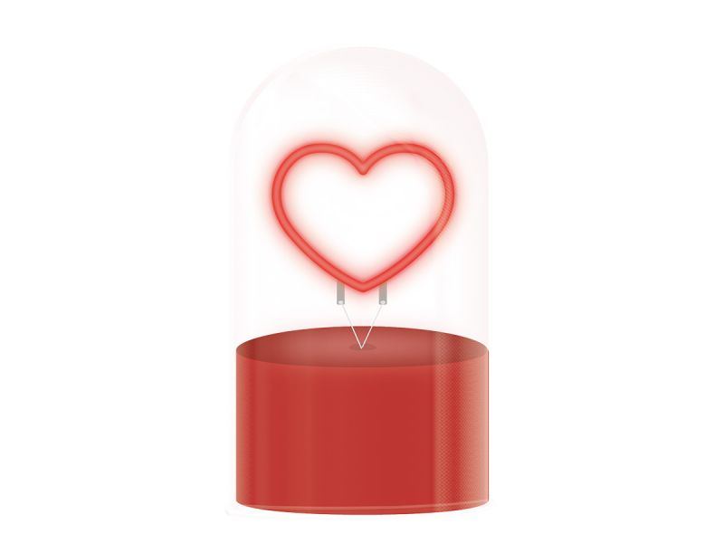 LAMPE LED Lampe Dôme en verre Heart 