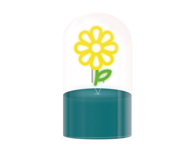LAMPE LED Lampe Dôme en verre Flower 