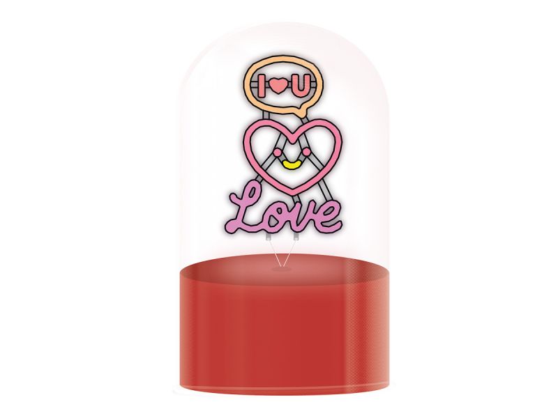 LAMPE LED Lampe dôme en verre Love 
