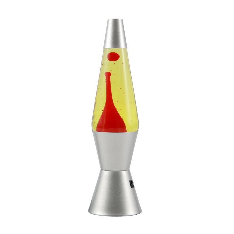 Lampe Lave Led base argent -  Orange & Rouge 