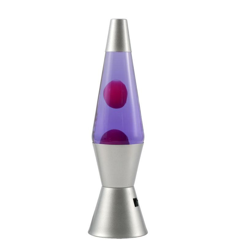 Lampe Lave Led base argent - Violet & Rouge 