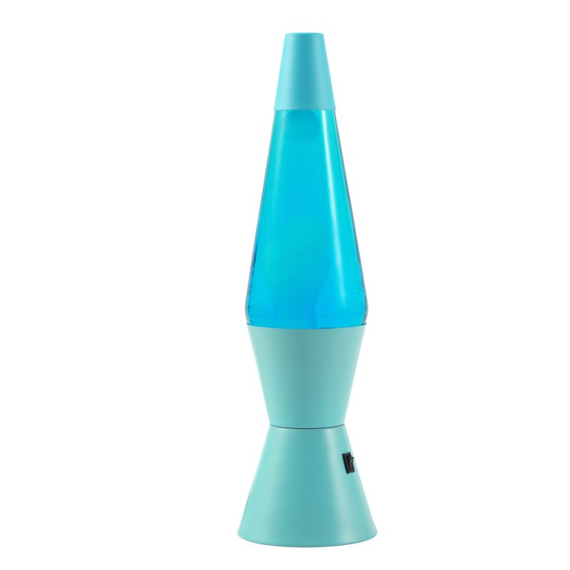 Lampe Lave Led base turquoise - Bleu clair & Blanc 