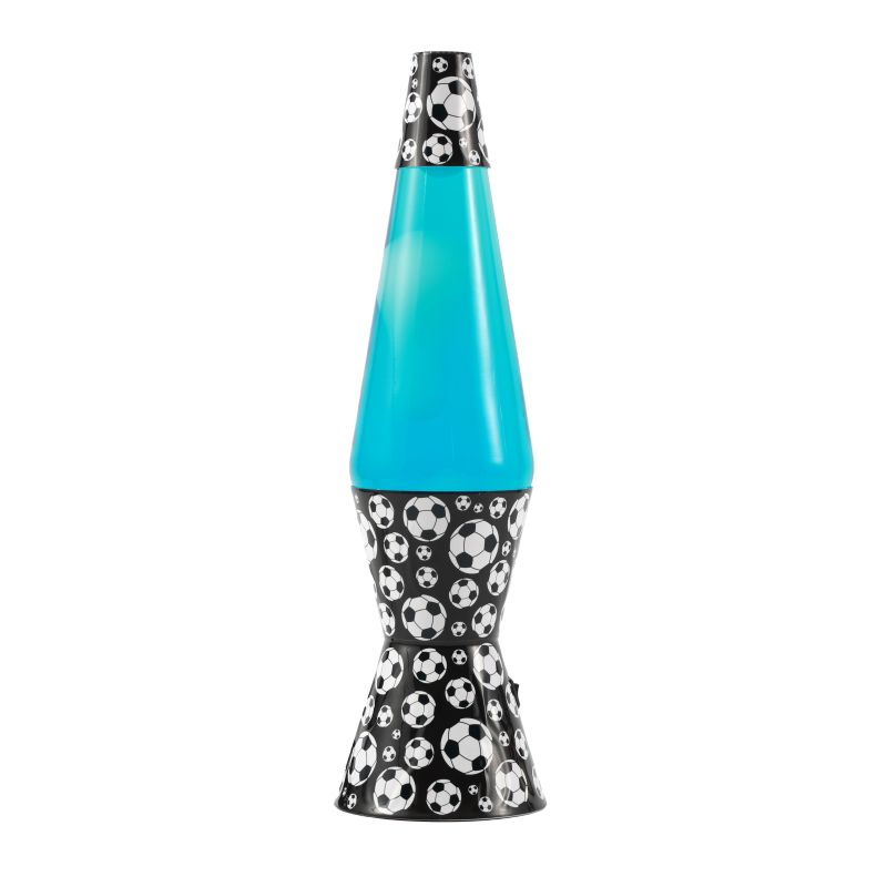 Lampe Lave Led base football - Bleu clair & Blanc 