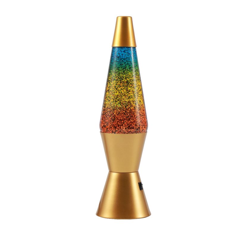 Lampe Lave Led base gold - Glitter Multicolor 