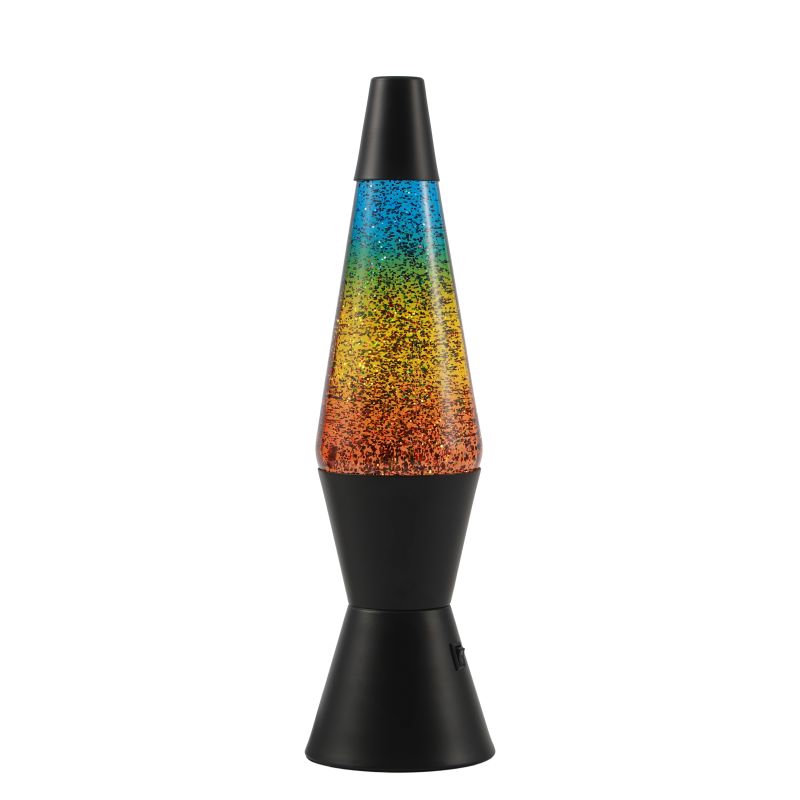 Lampe Lave Led base noire - Glitter Multicolor 