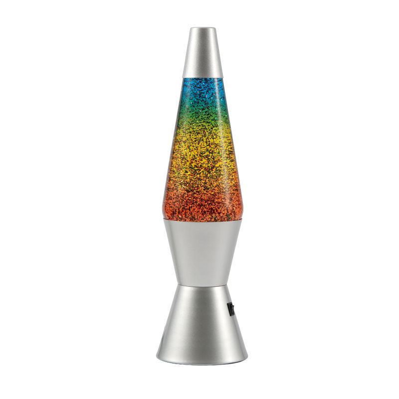Lampe Lave Led base argent - Glitter Multicolor 