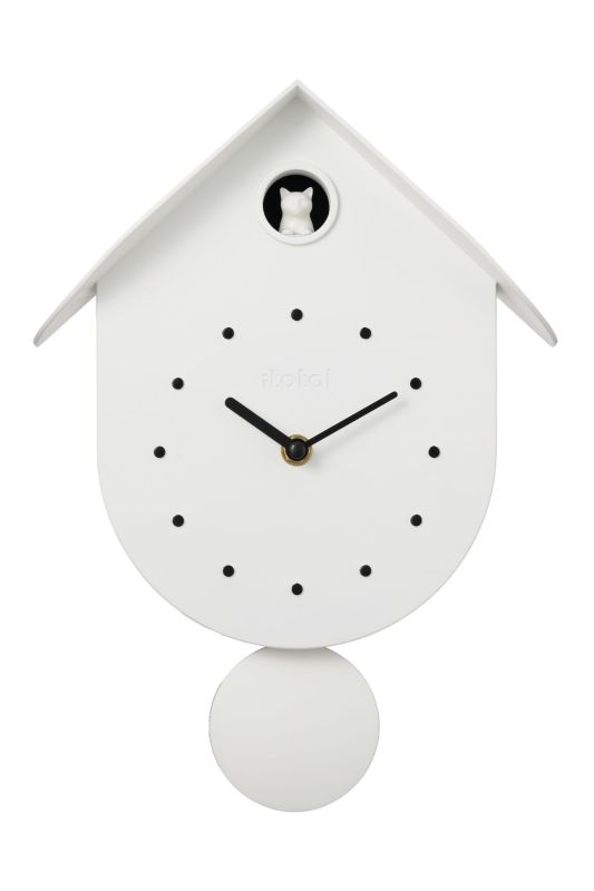 Horloge murale - Coucou blanc - Chat 