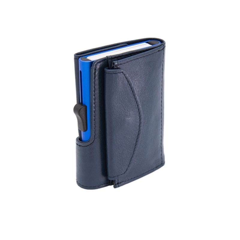 Porte-monnaie et cartes XL RFID cuir Bleu Cobalt 