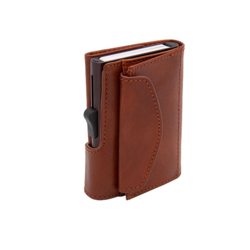 Porte-monnaie et cartes XL RFID cuir Végétal Macchiato / Brun Boîtier Brun 