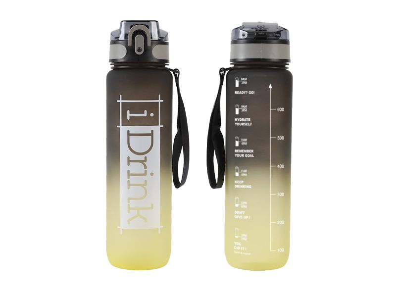 Tritan Motivational Bottle 1000ml noir &amp; jaune
