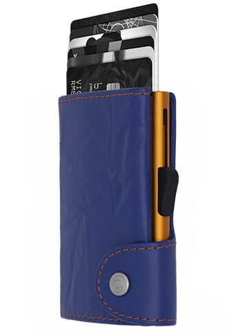 Porte-Cartes RFID Cuir embossé Denim - Boîtier Orange 