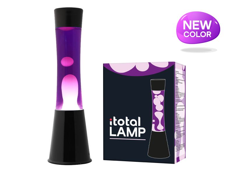 Lampe Lave 40 cm Base Noire Liquide Violet/Blanc