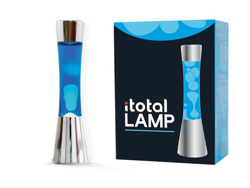 Lampe lave Socle argent fluide bleu / blanc