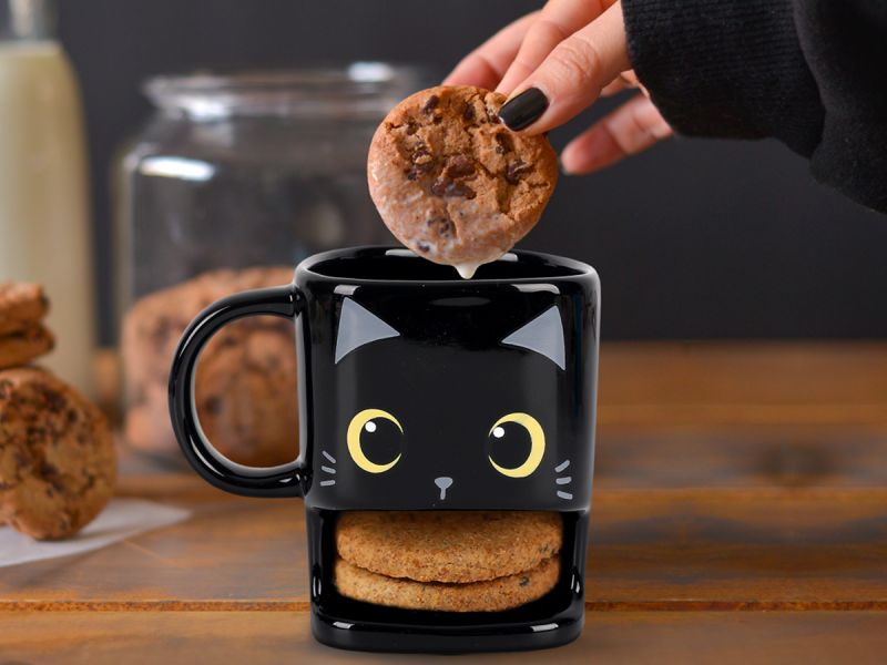 Black Cat Cookies Pocket Ceramic Mugs 250 ml 