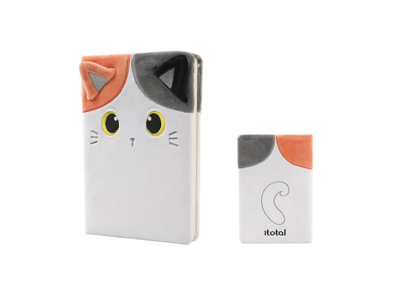 Notebook en peluche Chat Blanc &amp; orange