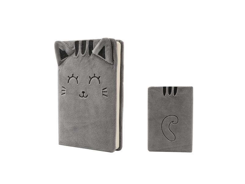 Notebook en peluche Chat Gris