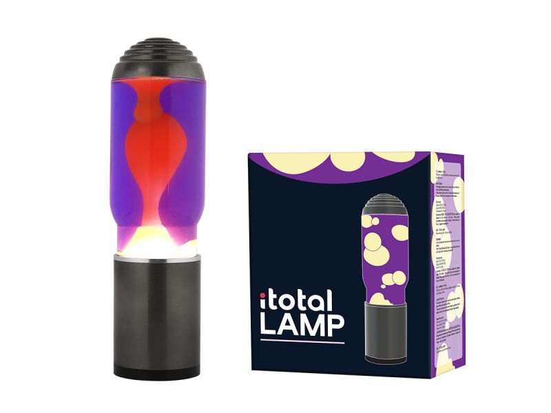 Lampe lave Base gris foncé, liquide violet/cire jaune