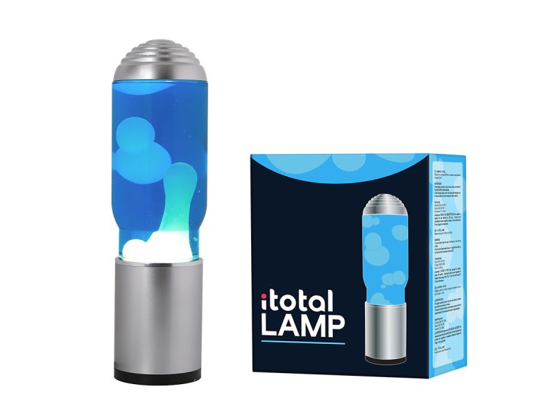 Lampe lave avec base silver Bleu/Cire blanche