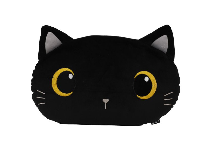 Coussin plat chat Noir