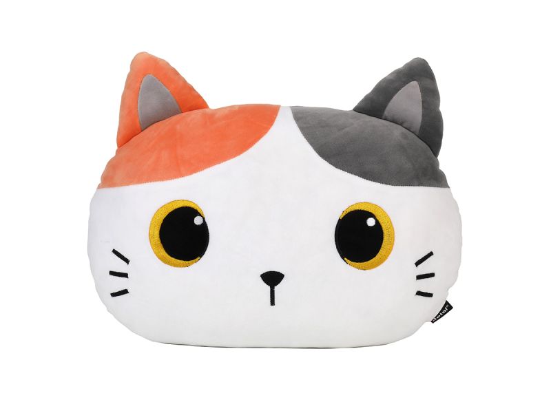 Coussin plat chat Blanc & orange