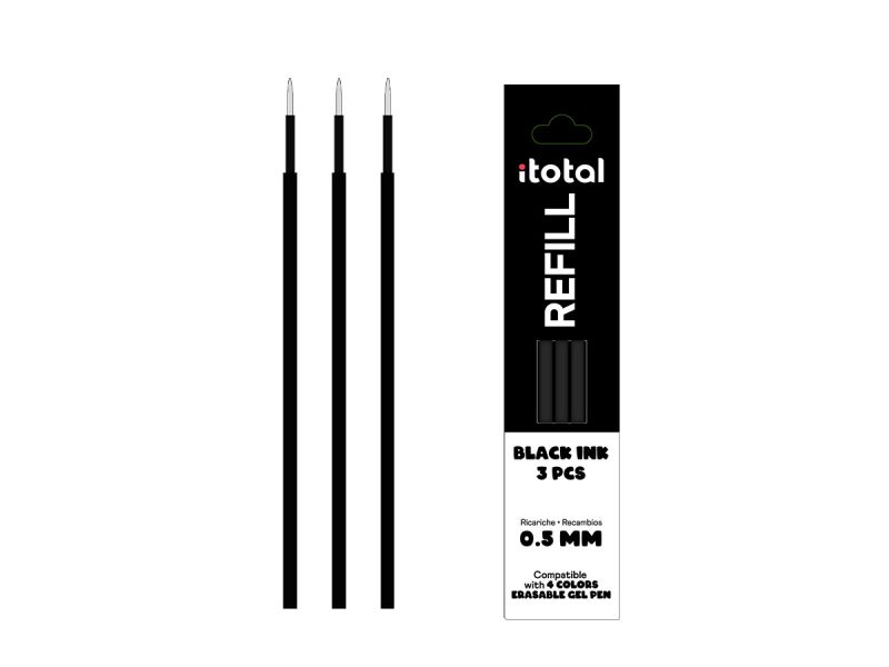 Recharge Stylos effaçables 4 en 1 - 0,5 mm - 3 pièces Noir