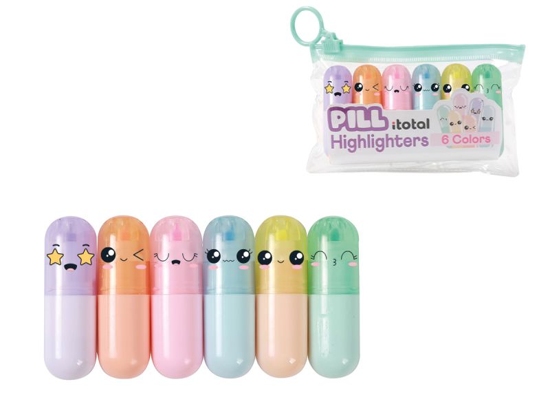 Mini surligneurs Pilules (Etui de 6 pièces) 