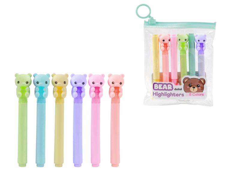 Mini surligneurs Ours Etui de 6 pièces