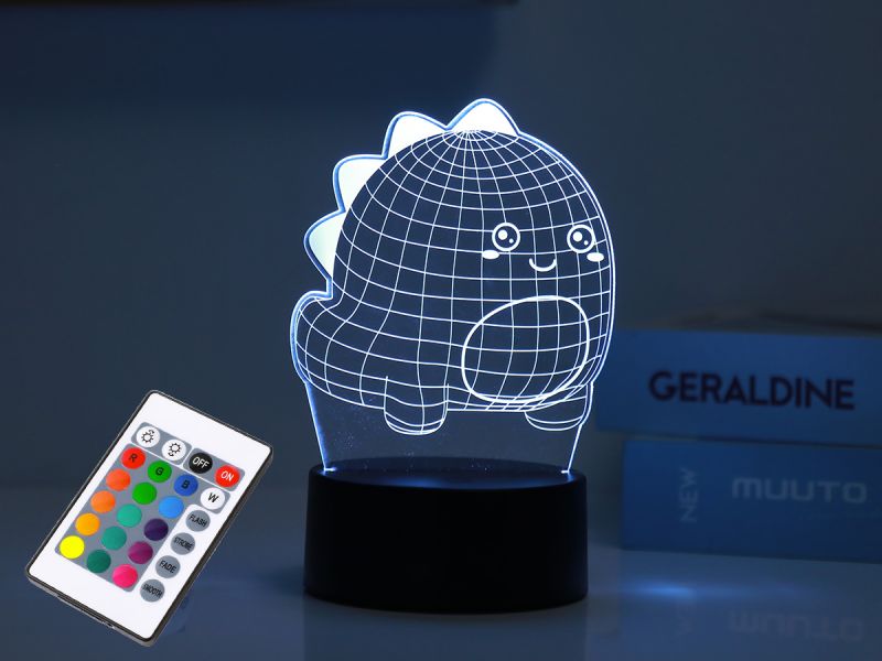 LAMPE Led 3D  Lampe avec télécommande Dino