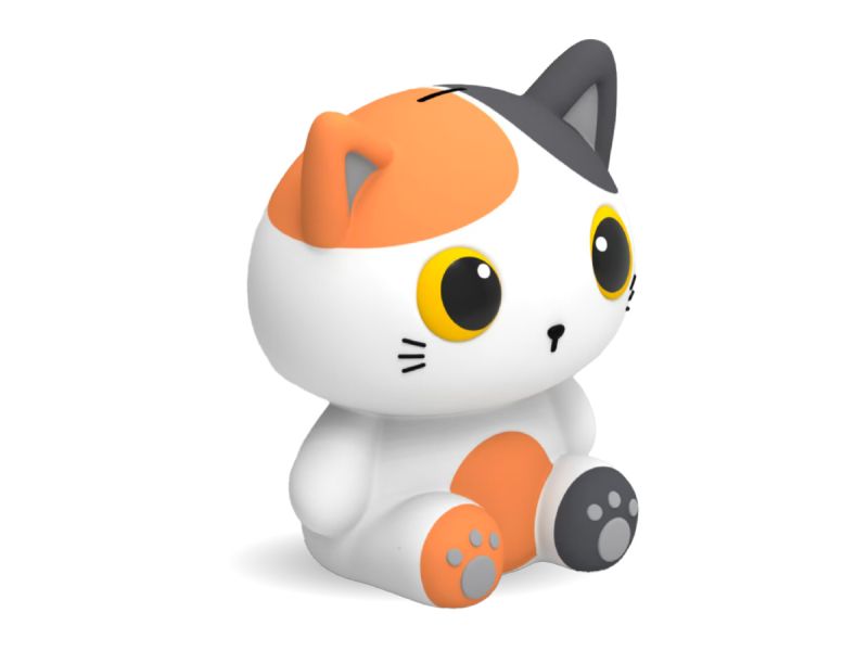 Tirelire Verticale Chat Blanc & Orange