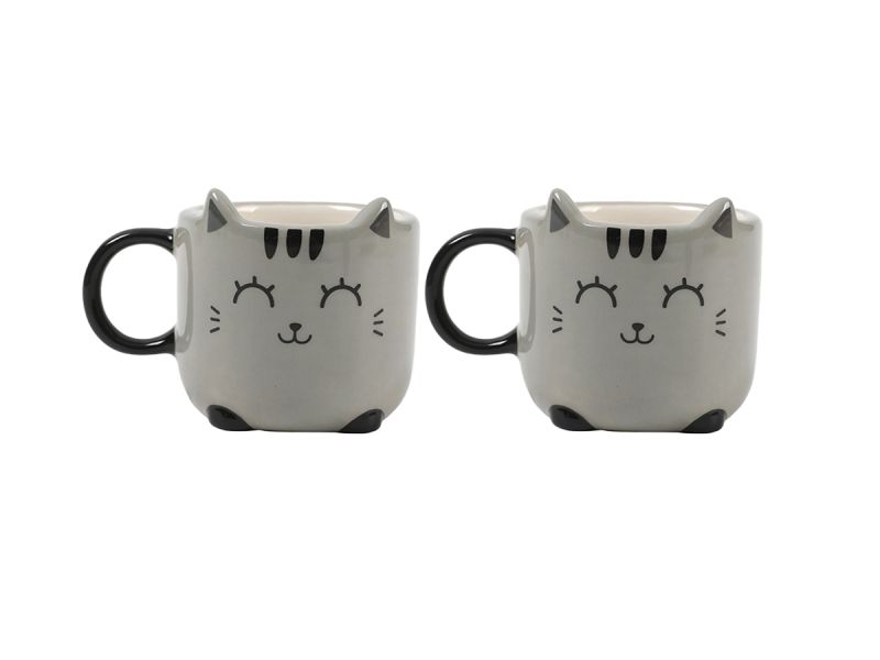Tasse espresso en duo 90 ml Chat Gris