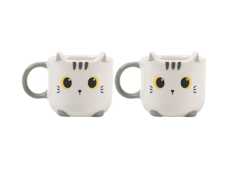 Tasse espresso en duo 90 ml Chat Blanc