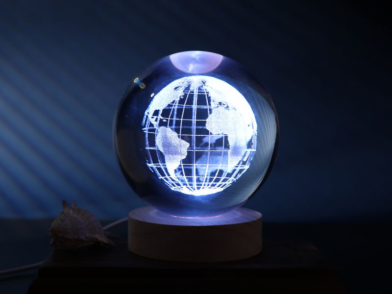 LAMPE LED Crystal Ball Earth Large 