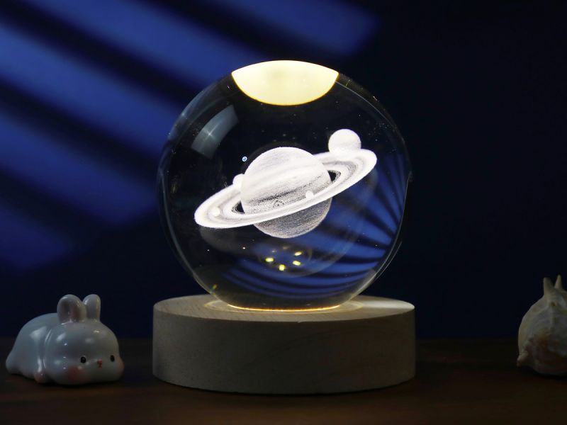 LAMPE LED Crystal Ball Saturn Medium 
