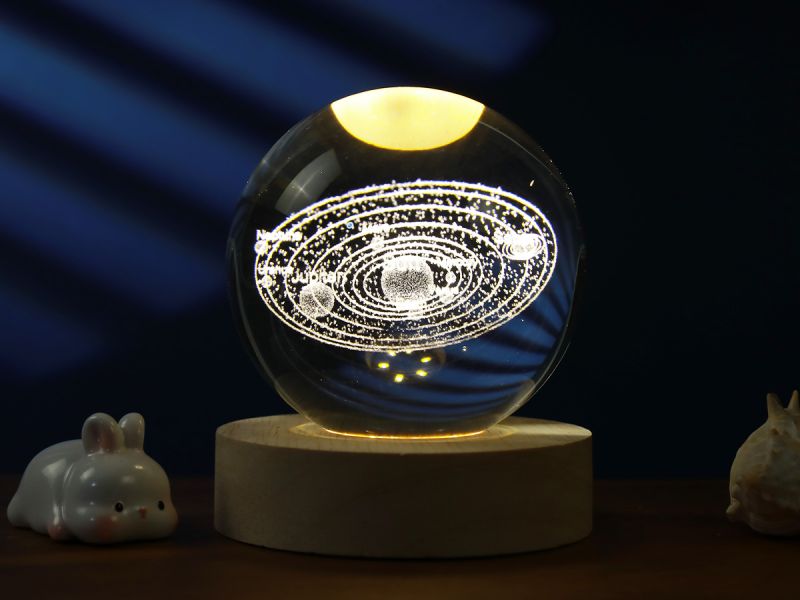 LAMPE LED Crystal Ball Solar System Medium 