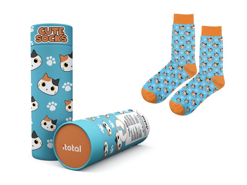 Chaussettes 36-41 Chat blanc &amp; orange