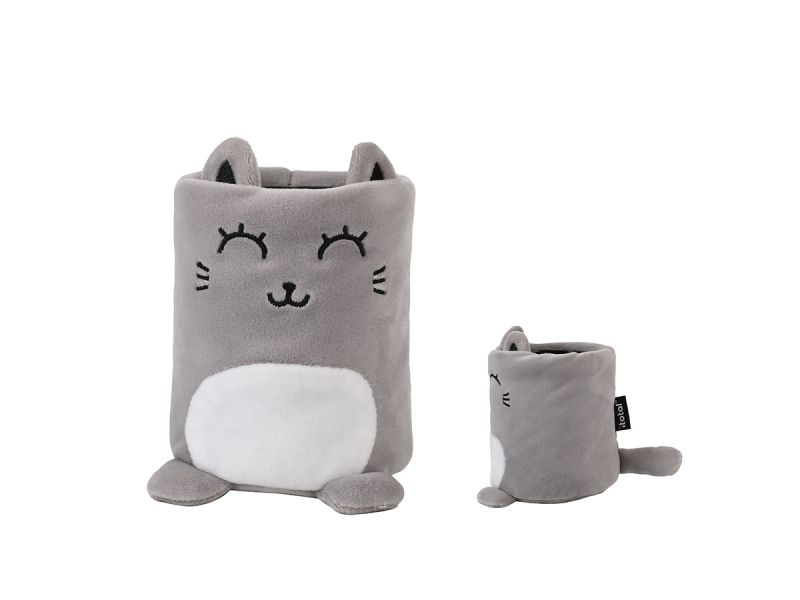 Porte-crayons en peluche Chat Gris