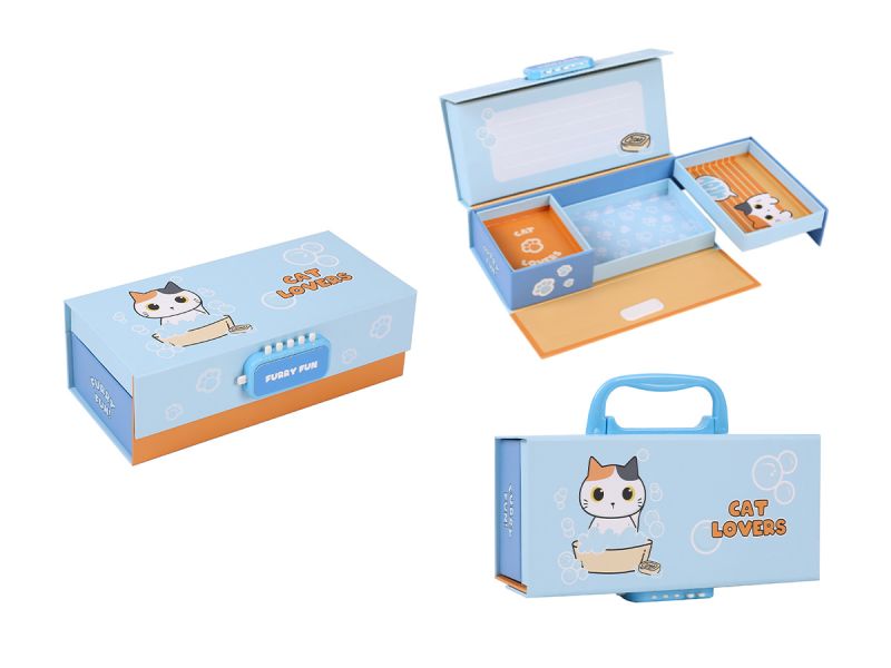 Boîte à bijoux en papier Chat Blanc &amp; orange