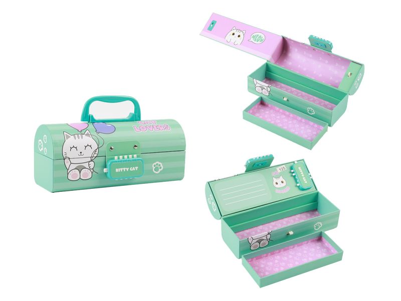 Boîte en papier Organiseur Chat Blanc