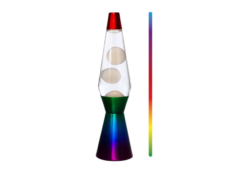 Lampe Lave Led 36cm Base multi-couleurs &amp; cire blanche