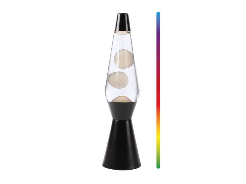 Lampe Lave Led 36cm Base noire &amp; cire blanche