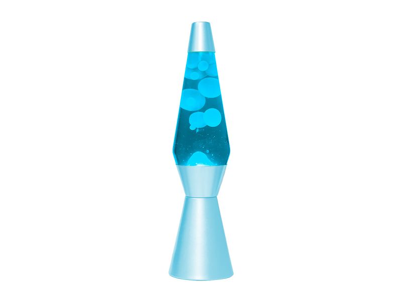 Lampe Lave 36cm bleue (turquoise), liquide bleue et cire blanche
