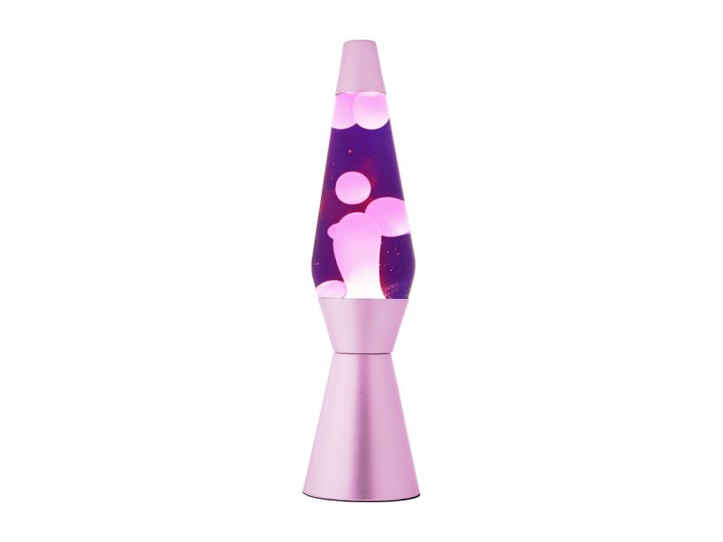 Lampe Lave 36cm Base violette, liquide violet et cire rose