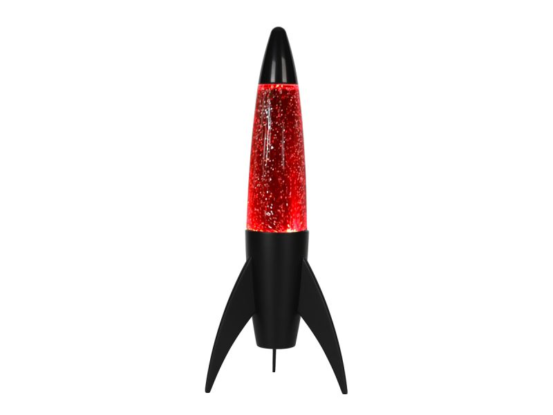 LAMPE LAVE Rocket Lampe Red Glitter, base noire