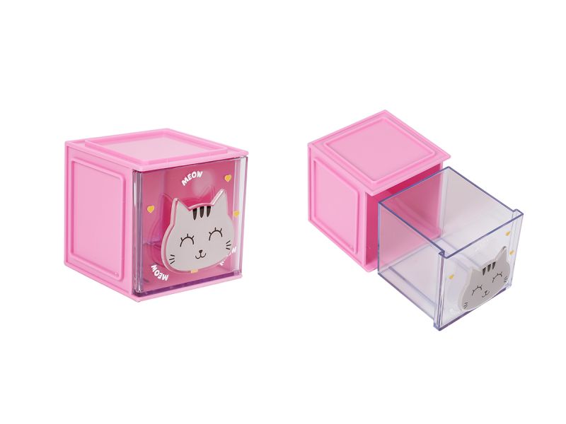 Cube organisateur Chat Blanc